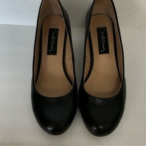 David Aaron Black Leather Wedge Heels Sz 7.5 Women’s